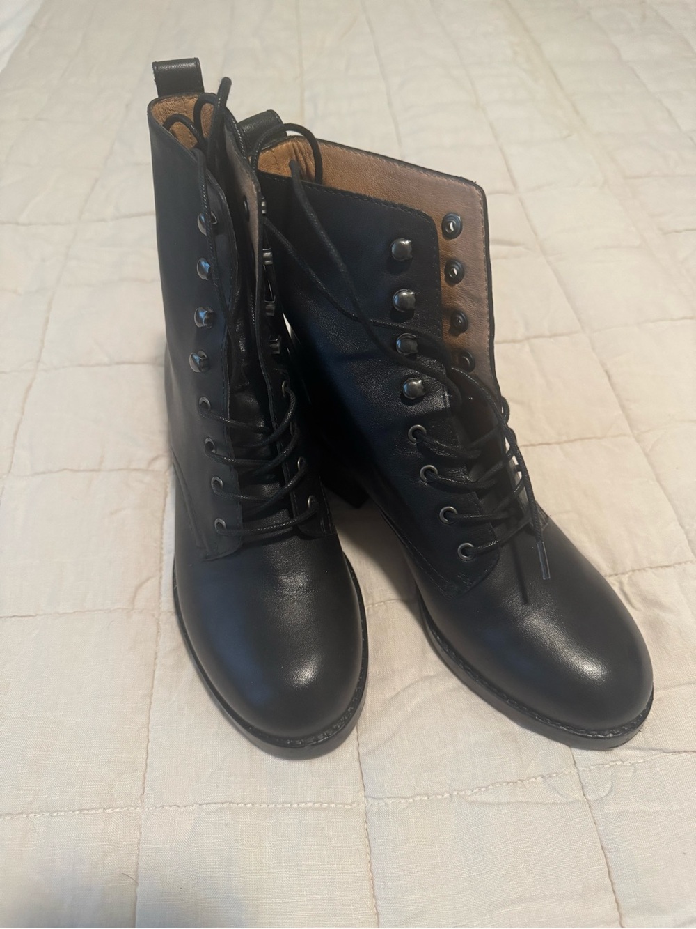 Madewell Black Lace-Up Leather Ankle Boots